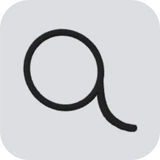 A single looped monocle outline, on a pale gray tile